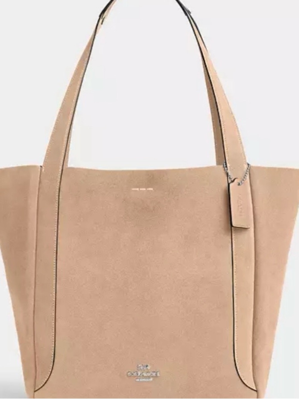 Coach Hadley Suede Tote in Taupe Beige